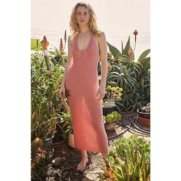 Free People Beach Honey Sweater Midi Dress - Size Small- Pink - Picture 1 of 10